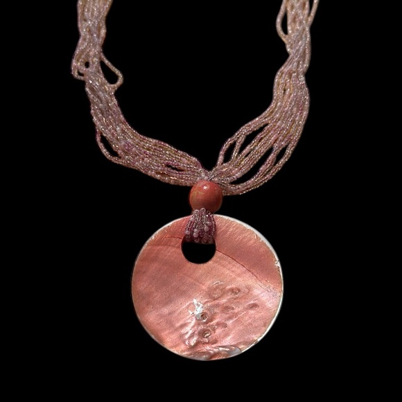 Pink Shell Medallion Necklace - Picture 3 of 3